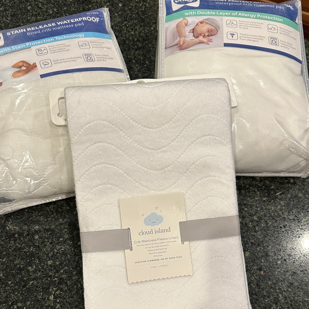 3 pc new lot baby Crib waterproof allergy Mattress pad Protection Set SEALLY
